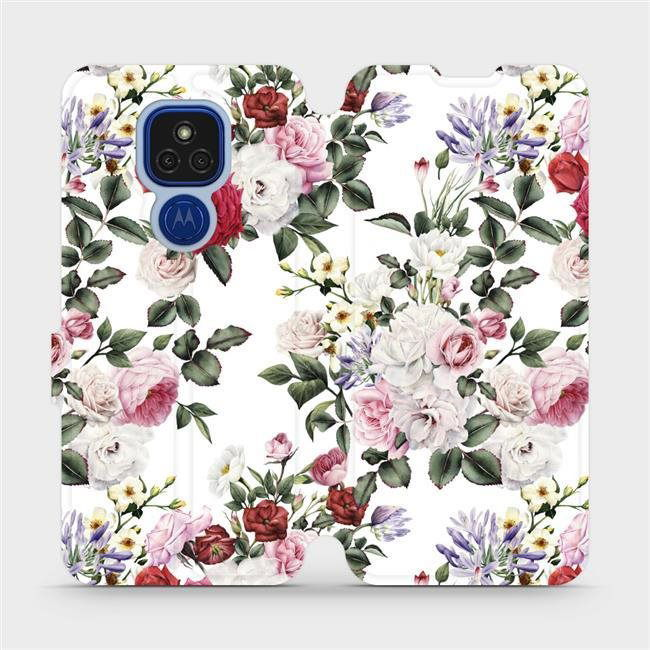 Flip case for Motorola Moto E7 Plus - MD01S Rose on white (5903516383795)