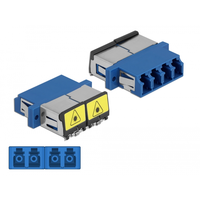 Delock LC optikai szálas csatlakozó Párosító lézervédő zárral / borítással Quad anya - LC Quad anya, (86903) (86903)