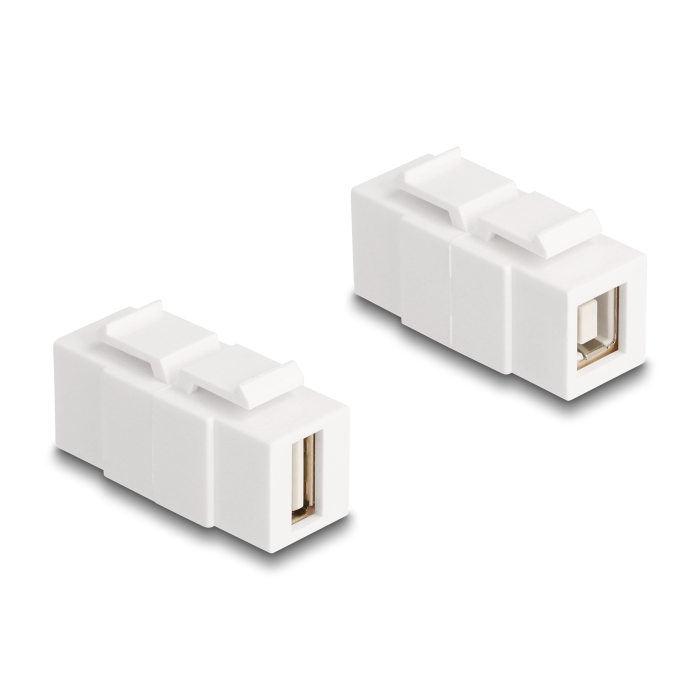 Delock Keystone modul A-típusú USB 2.0 anya B-típusú USB 2.0 anya, mindkét oldalával beépíthető, fehér színű (87951) (87951)