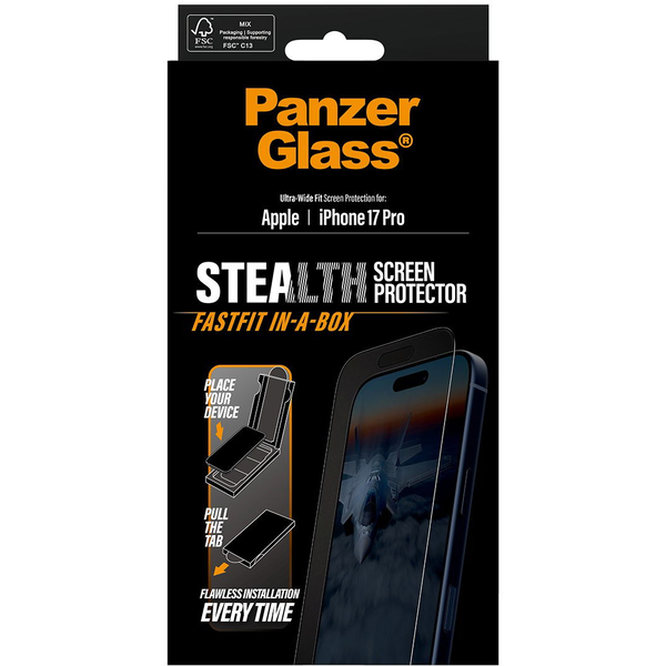 PanzerGlass ® Stealth Screen Protector iPhone 17 Pro | Ultra-Wide Fit w. FASTFIT IN-A-BOX Doorzichtige schermbeschermer Apple 1 stuk(s)