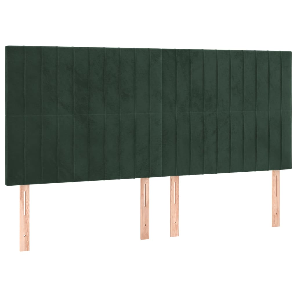4 db sötétzöld bársony fejtámla 80 x 5 x 78/88 cm (3116627)