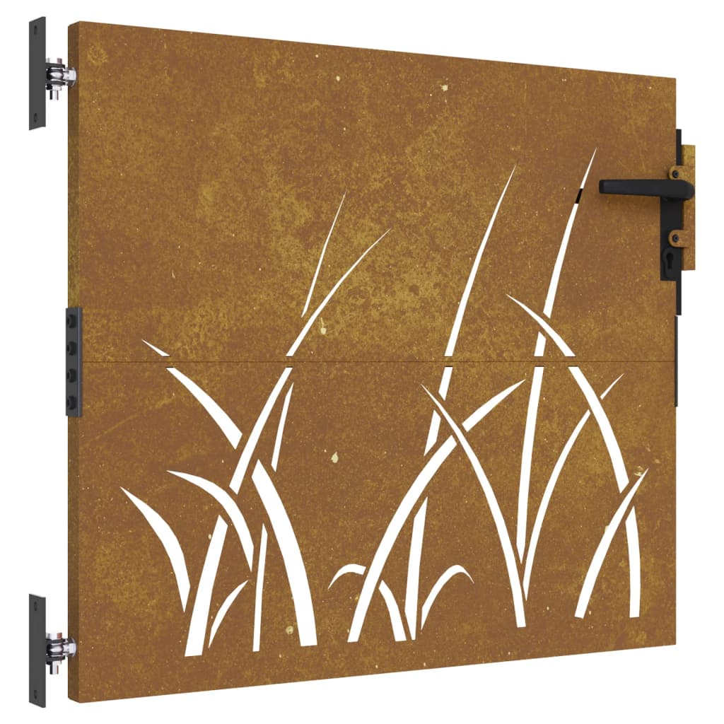 fűmintás corten acél kerti kapu 85 x 100 cm (153221)