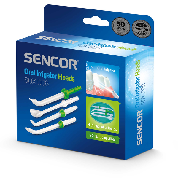Sencor SOX 008 Szájzuhany Pótfej szett - Fehér/Zöld (4db)