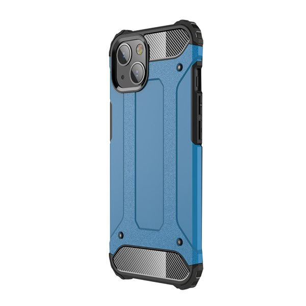 Defender műanyag telefonvédő (közepesen ütésálló, légpárnás sarok, szilikon belső, fémhatás) VILÁGOSKÉK [Apple iPhone 13 mini] (5996591102108)