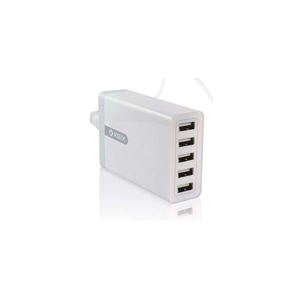 KSIX 5x USB-A Hálózati töltő - Fehér (5V / 8A)