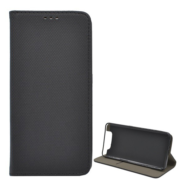 Tok álló, bőr hatású (FLIP, oldalra nyíló, asztali tartó funkció, rombusz minta) FEKETE [Samsung Galaxy A80 (SM-A805F)] (5996457891610)