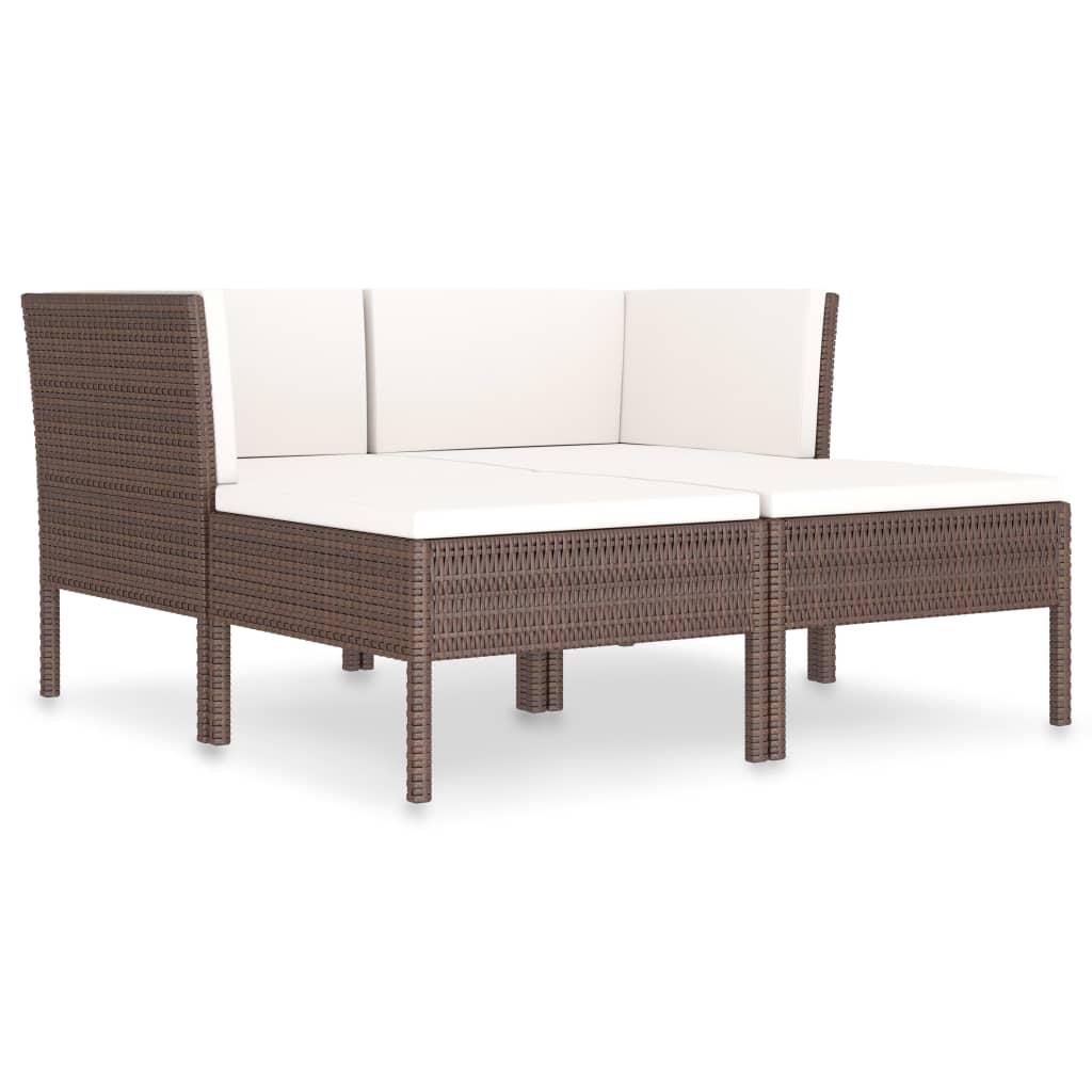 4 részes barna polyrattan kerti bútorszett párnákkal (3056965)