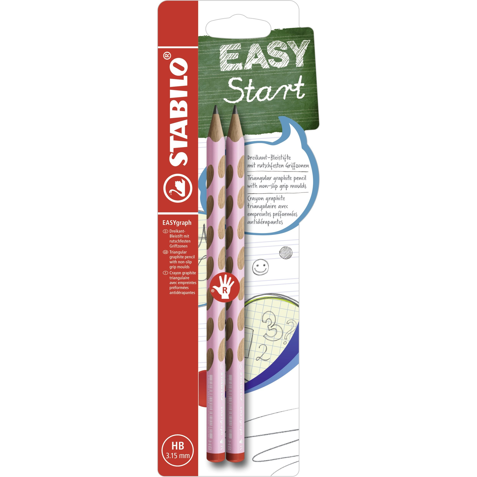 Stabilo EASYgraph R Pastel Edition HB rózsaszín, 2 db buborékfólia (4006381558761)