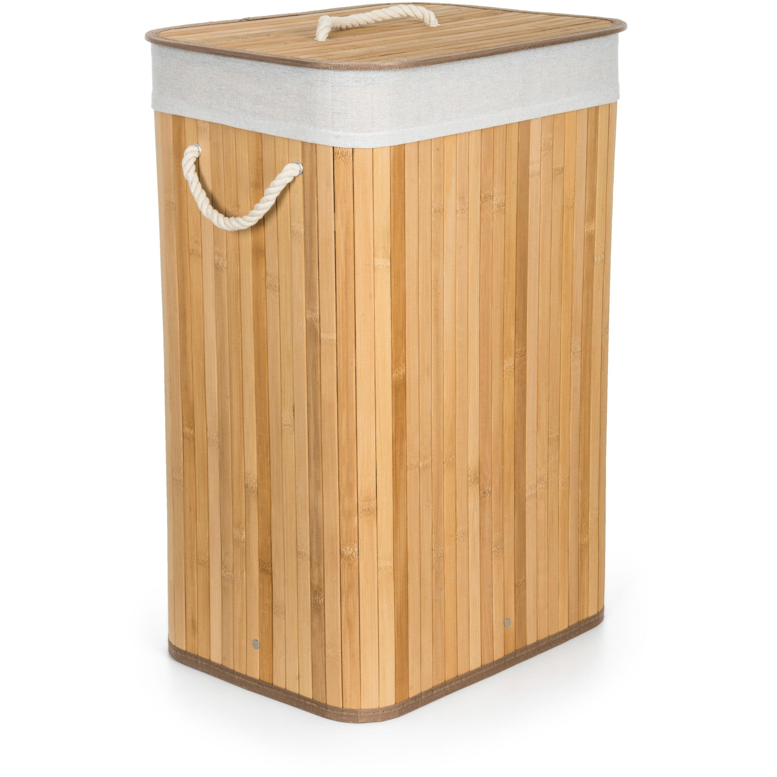 G21 Kosár, fehér szövet kosárral, 40×30×60 cm, 72 l, bambusz (KPG21BAM0NW)
