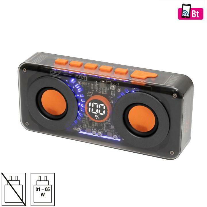 Sal Mechapower Bluetooth hordozható hangszóró Média lejátszóval 2 x 10 Watt - Fekete (MECHAPOWER)