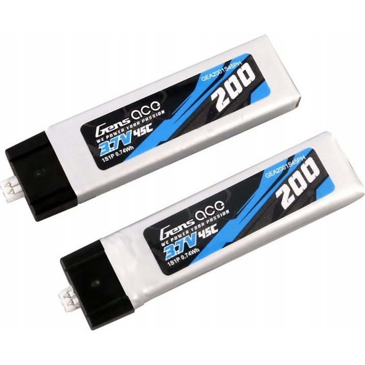 Gens ace 200mAh 3.7V 45C 1S1P Lipo Battery (2pcs) (GEA2001S45PH)
