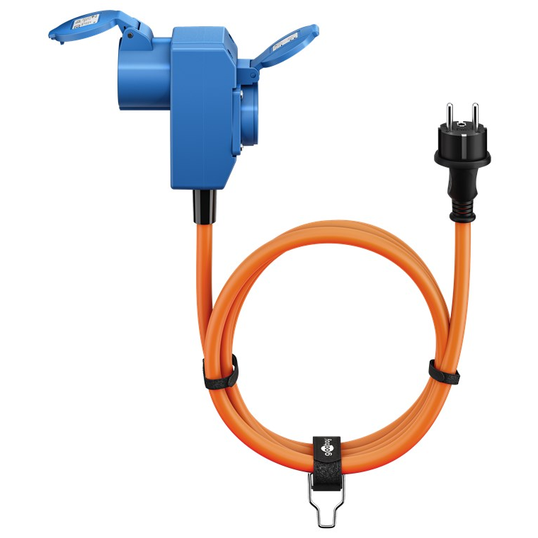 Goobay 76222 Type-E/F - CEE 7/7 Kemping Adapterkábel 1.5m - Narancssárga (76222)