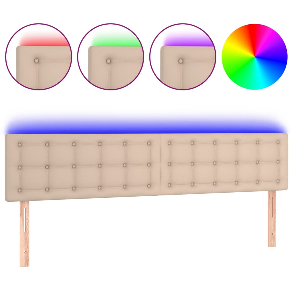 cappuccino színű műbőr LED-es fejtámla 160 x 5 x 78/88 cm (3121713)