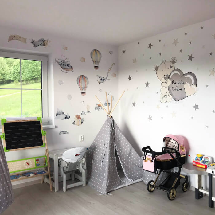 Gyerekszoba falmatrica - Szürke vonatok (3698bf)