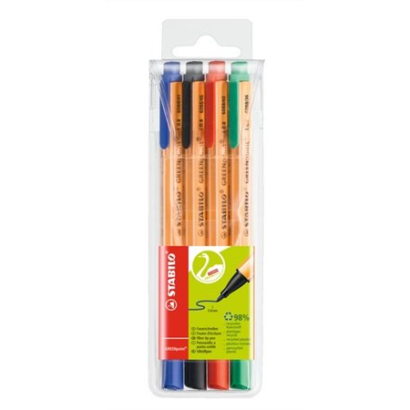 STABILO GREENpoint tűfilc Fekete, Kék, Vörös, Zöld 4 dB