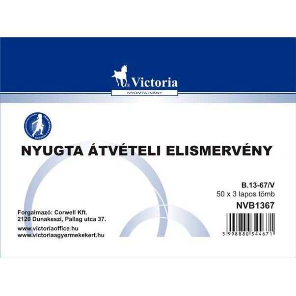 Victoria B.13-67 átvételi elismervény (B.13-67/V)