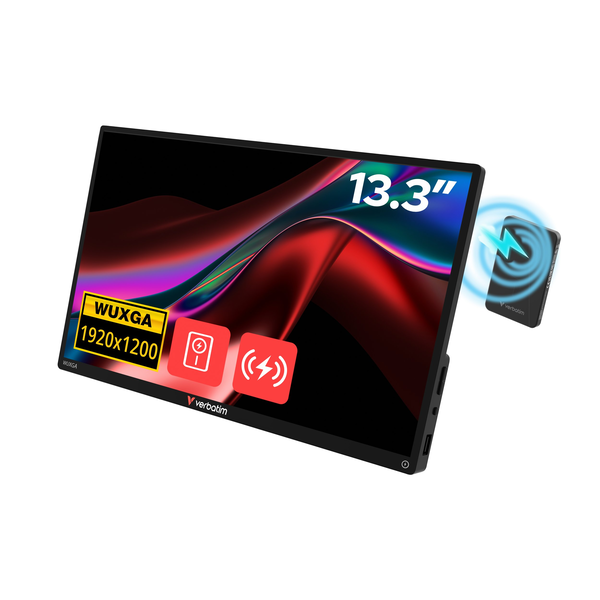 Verbatim 32087 Draagbare televisie en monitoor Draagbare monitor Zwart 33,8 cm (13.3") 1920 x 1200 Pixels