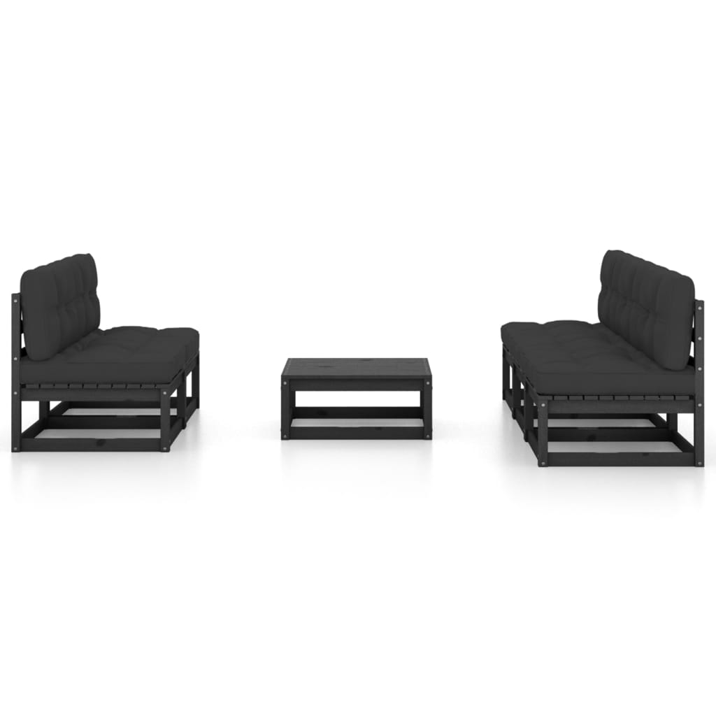 6 részes tömör fenyőfa kerti ülőgarnitúra párnákkal (3076363)