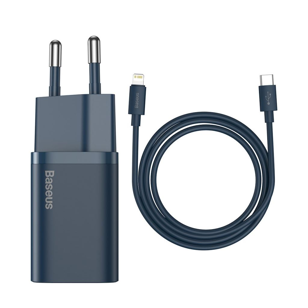 Baseus Super Si Quick Charger 1C 20W fali töltő + USB-C - Lightning kábel 1m kék (TZCCSUP-B03) (TZCCSUP-B03)
