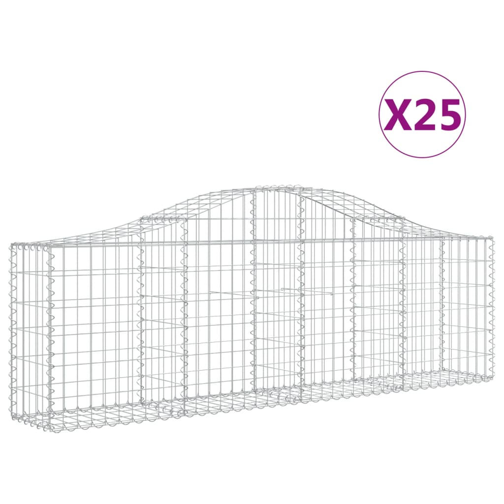 25 db íves horganyzott vas gabion kosár 200x30x60/80 cm (3145404)