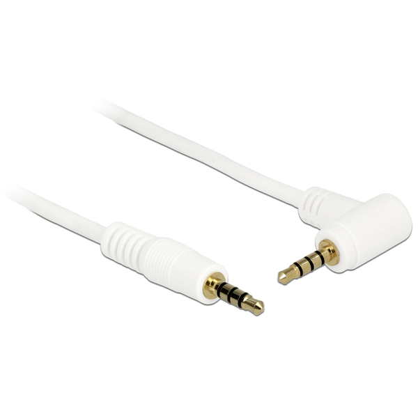 Delock Kabel Klinke 3,5 mm 4 Pin Stecker > Stecker gewinkelt 0,5 m weiß
