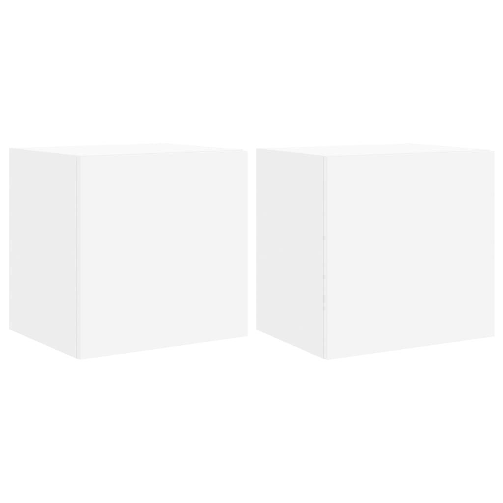 2 db fehér falra szerelhető TV-szekrény LED-ekkel 40,5x35x40 cm (837247)