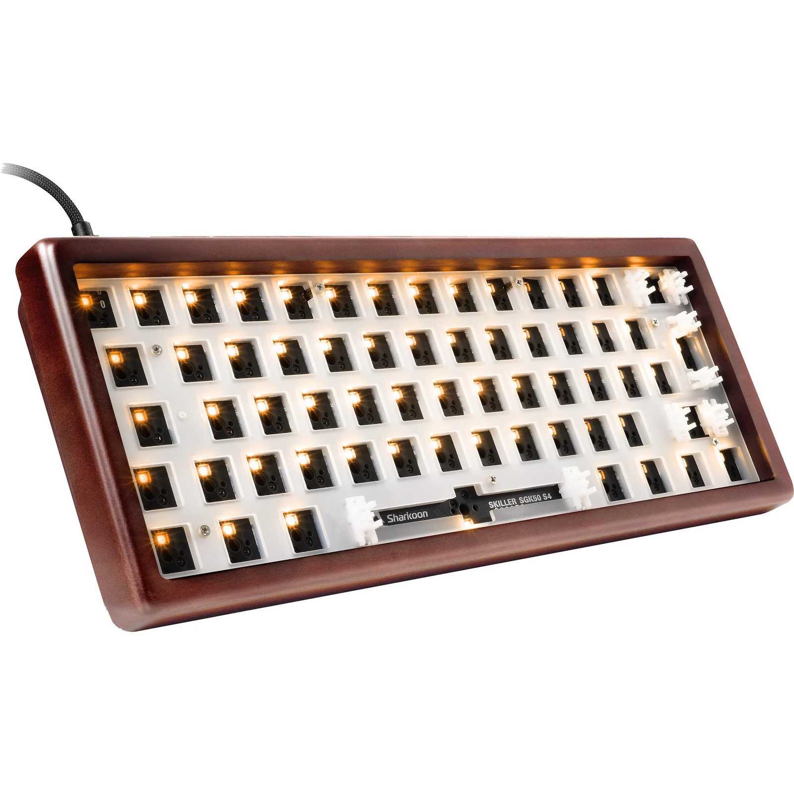 Sharkoon Skiller SGK50 S4 Gen2 Wood Barebone Billentyűzet (Barna) - ISO (4044951042760)