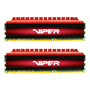 Комплект 2 RAM памети, Patriot, DDR4, 16GB, 3600Mhz, Червена/Черна