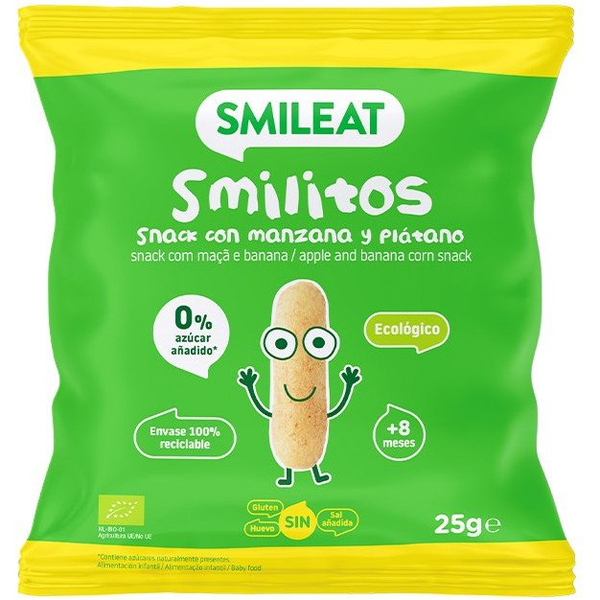 Smilitos, Gusanitos De Manzana Y Plátano 25g Snack Smileat
