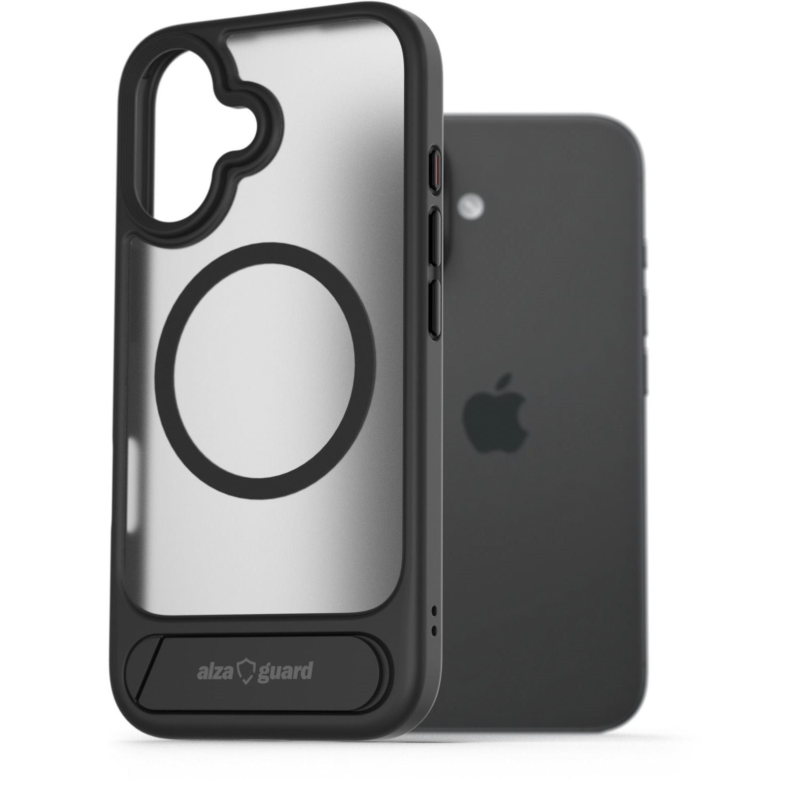 AlzaGuard Matte Case with Stand Compatible with MagSafe for iPhone 16 fekete tok (AGD-PCH000111B)