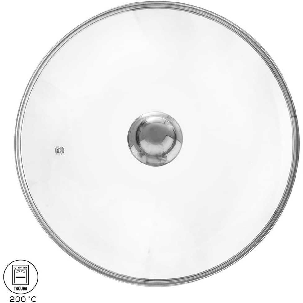 Üveg fedő 30 cm átmérővel, rozsdamentes acél fogantyú (122598)