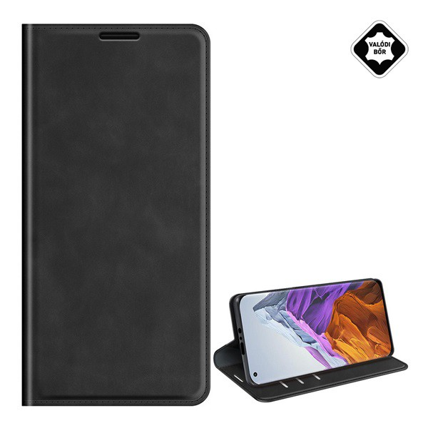 Tok álló, valódi bőr (FLIP, oldalra nyíló, asztali tartó funkció) FEKETE [Xiaomi Mi 11 Pro 5G]