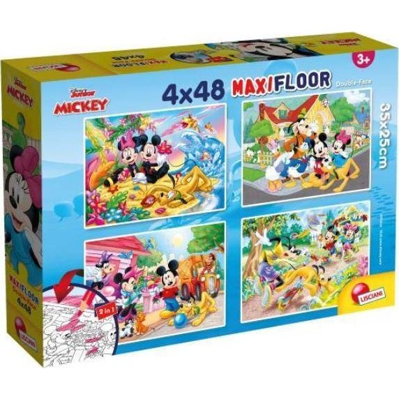 Mickey egér 2 az 1-ben maxi 4x48db-os puzzle és színező 35x25cm - Lisciani