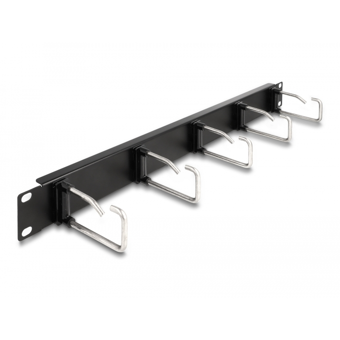 Delock 19 kábelrendező panel 5 fém hurokkal és 1U-val fekete (66918) (66918)