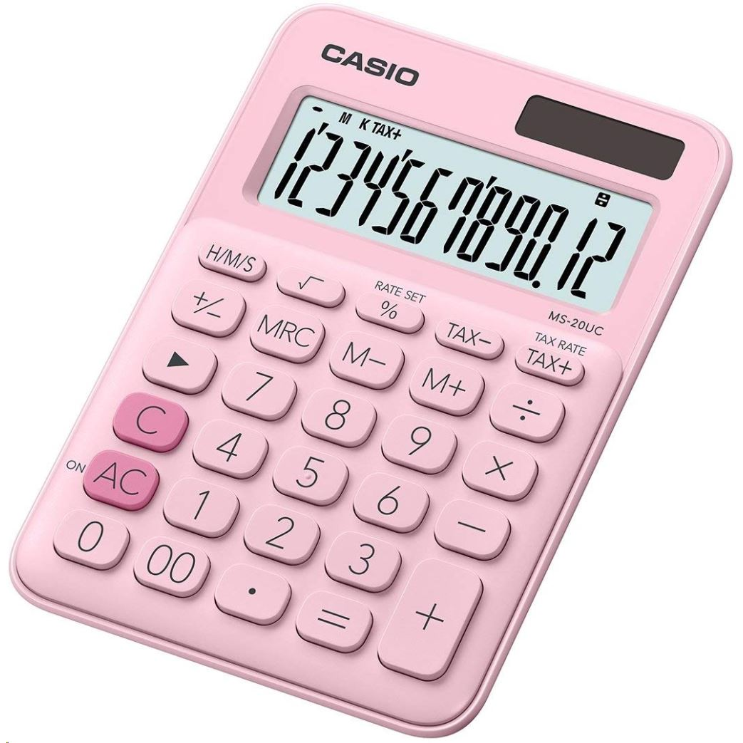 Casio MS-20UC-PK asztali számológép, rózsaszín (MS-20UC-PK)