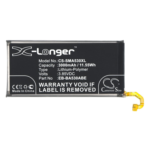 Cameron Sino Li-Polymer akku (3.85V/3000mAh, Samsung EB-BA530ABE kompatibilis) FEKETE Samsung Galaxy A8 (2018) SM-A530F (CS-SMA530XL)