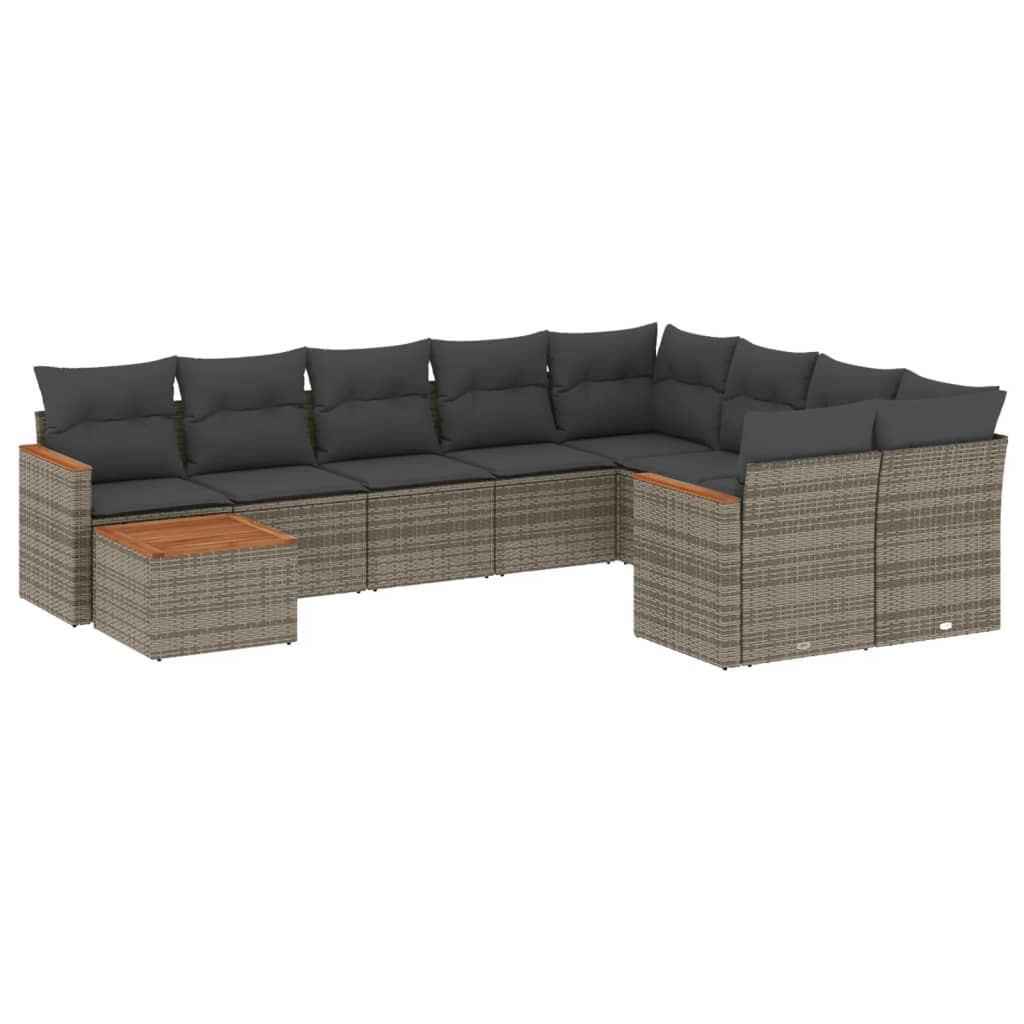 10 részes szürke polyrattan kerti ülőgarnitúra párnákkal (3226319)