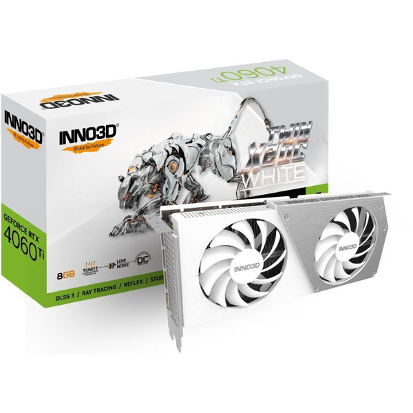 Видео карта INNO3D GeForce RTX 4060 Ti Twin X2 OC WHITE, 8GB GDDR6, 128-bit
