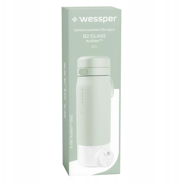 Butelka filtrująca Wessper B2 GLASS Actitex™ 700ml Mint (WES270-700-MT_K)