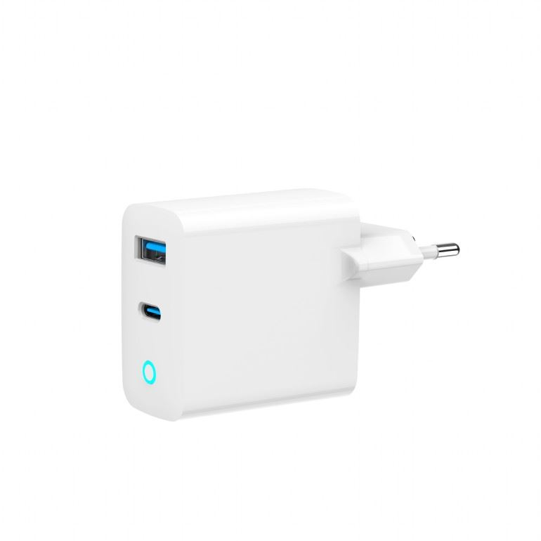 Gembird 1xUSB-A, 1xUSB-C hálózati töltő LED visszajelzővel, fehér 30W (TA-UC-PDQC30L-W-01) (TA-UC-PDQC30L-W-01)