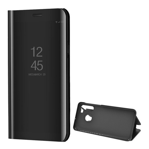 Tok álló (aktív FLIP, oldalra nyíló, asztali tartó funkció, tükrös felület, Mirror View Case) FEKETE [Samsung Galaxy A21 (SM-A210F)] (5996457962617)
