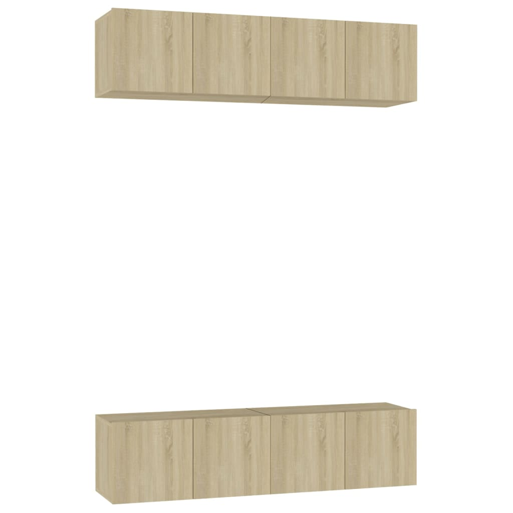 4 db sonoma-tölgyszínű forgácslap TV-szekrény 60 x 30 x 30 cm (3078954)