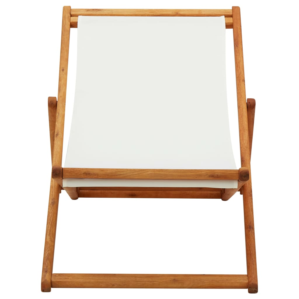 krémfehér eukaliptusz fa és szövet összecsukható strandszék (310314)