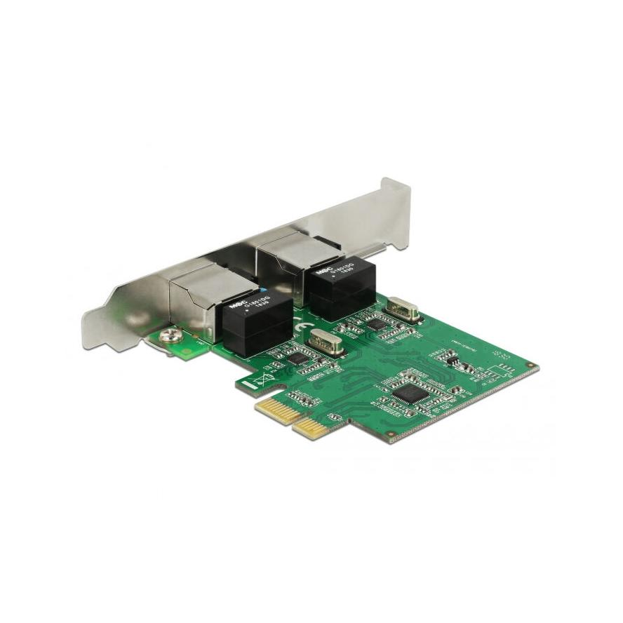 Delock 1Gb/s PCIe x1 Dual RJ45 hálózati adapter (89999)