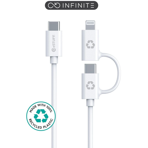 eSTUFF ES600170 cabluri USB 1 m USB C USB C/Lightning Alb