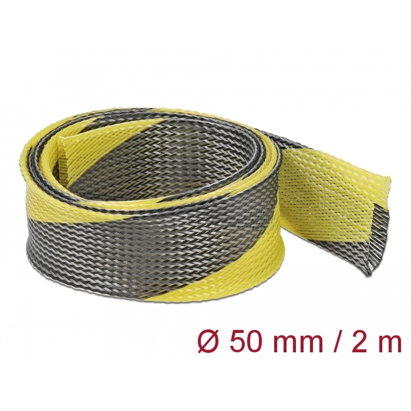 Delock Fonott kábelharisnya nyújtható 2 m x 50 mm fekete-sárga
