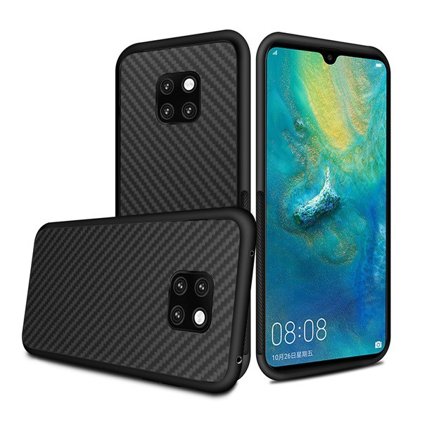Szilikon telefonvédő (kevlár borítás) FEKETE [Huawei Mate 20] (5996457836444)