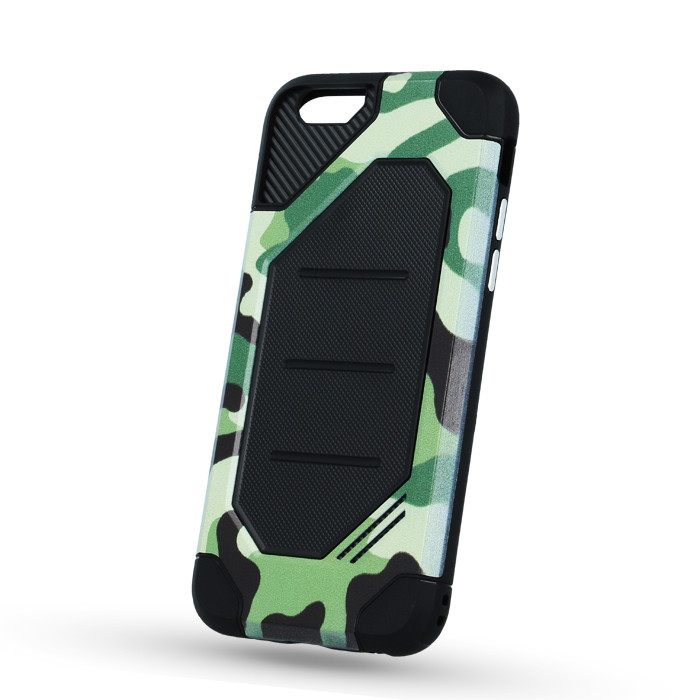LG K8 (2017), Műanyag hátlap védőtok, Defender Army, közepesen ütésálló, terepmintás, fekete/zöld (52060)