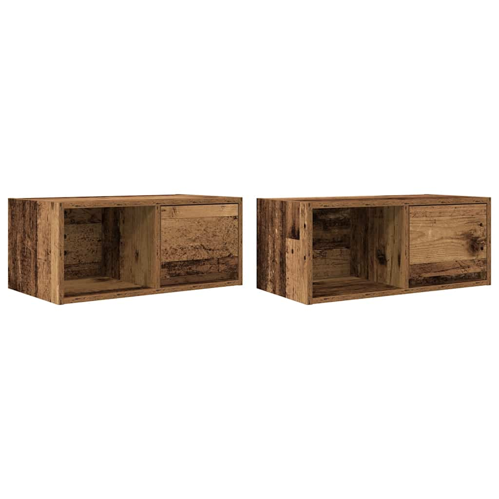 2 db antik fa szerelt fa fali TV-szekrény 60x31x25,5 cm (861451)