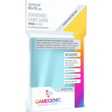 GameGenic GG1048 50 paket 66 x 91 mm siva standardna igralna igralna rokava